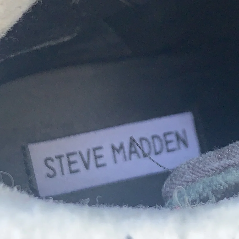 Steve Madden Blk Wedge Faux Shearling Boot Sz 7.5